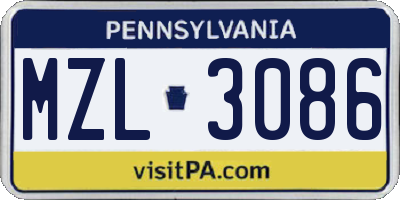 PA license plate MZL3086