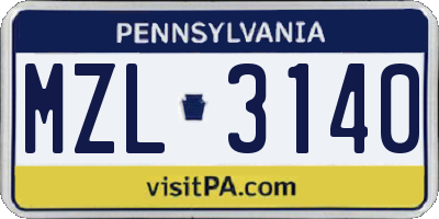 PA license plate MZL3140