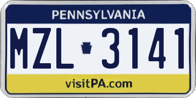 PA license plate MZL3141