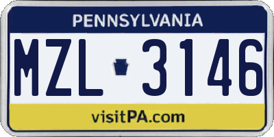 PA license plate MZL3146