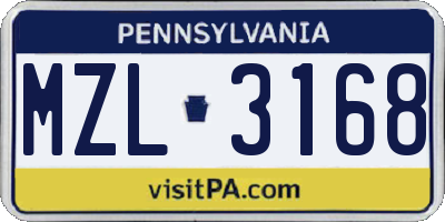 PA license plate MZL3168