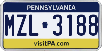 PA license plate MZL3188