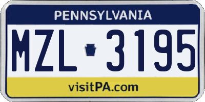 PA license plate MZL3195