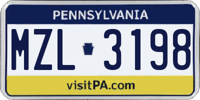 PA license plate MZL3198