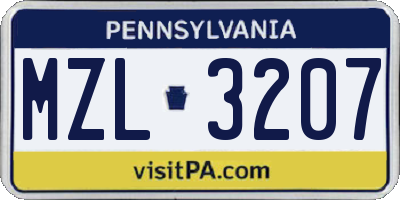 PA license plate MZL3207
