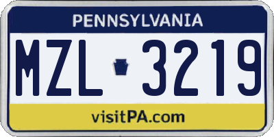 PA license plate MZL3219