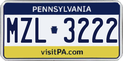 PA license plate MZL3222