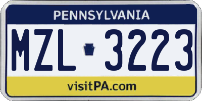 PA license plate MZL3223