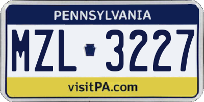 PA license plate MZL3227