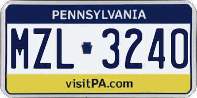 PA license plate MZL3240