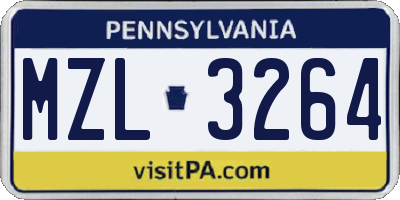 PA license plate MZL3264