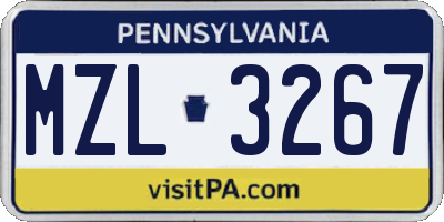 PA license plate MZL3267