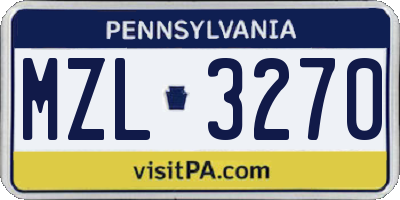 PA license plate MZL3270