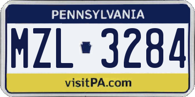 PA license plate MZL3284