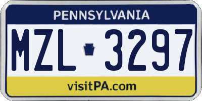 PA license plate MZL3297