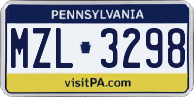 PA license plate MZL3298