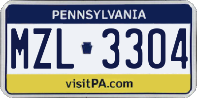 PA license plate MZL3304