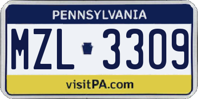 PA license plate MZL3309