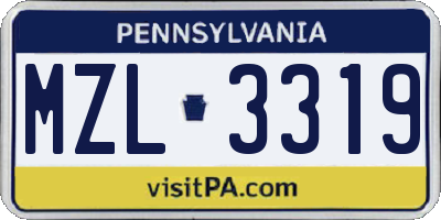 PA license plate MZL3319