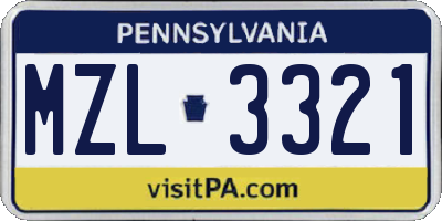 PA license plate MZL3321
