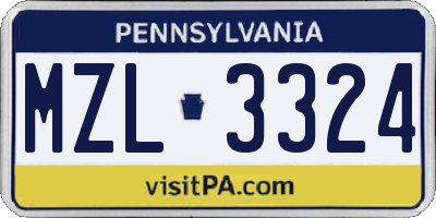 PA license plate MZL3324
