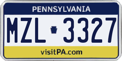 PA license plate MZL3327