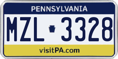 PA license plate MZL3328