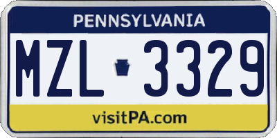 PA license plate MZL3329