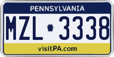 PA license plate MZL3338
