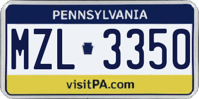 PA license plate MZL3350