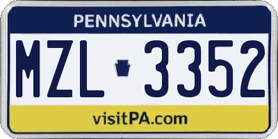 PA license plate MZL3352