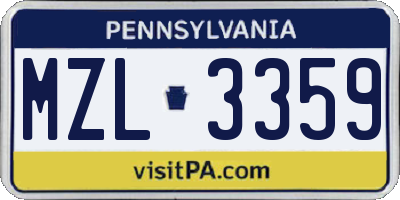 PA license plate MZL3359