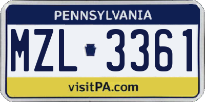 PA license plate MZL3361