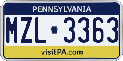 PA license plate MZL3363