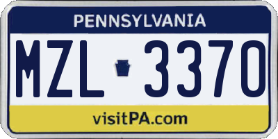 PA license plate MZL3370