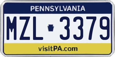 PA license plate MZL3379