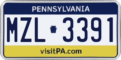 PA license plate MZL3391
