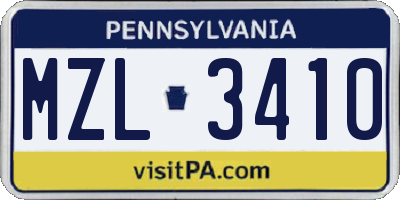 PA license plate MZL3410