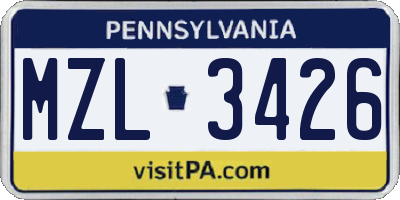 PA license plate MZL3426