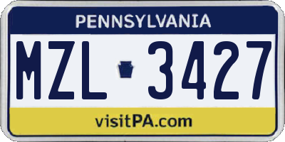 PA license plate MZL3427