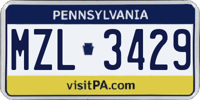 PA license plate MZL3429