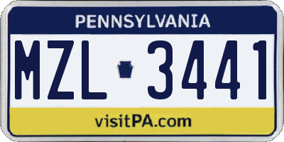 PA license plate MZL3441