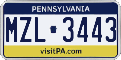PA license plate MZL3443