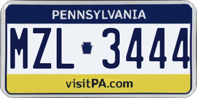 PA license plate MZL3444
