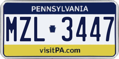 PA license plate MZL3447