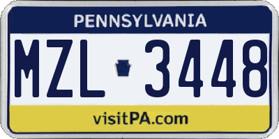 PA license plate MZL3448