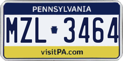 PA license plate MZL3464