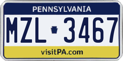 PA license plate MZL3467