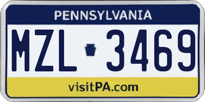 PA license plate MZL3469