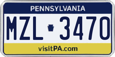 PA license plate MZL3470